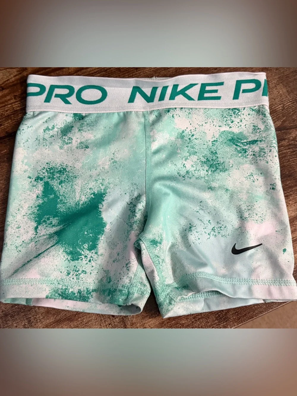Nike Green and White Kids' Athletic Shorts